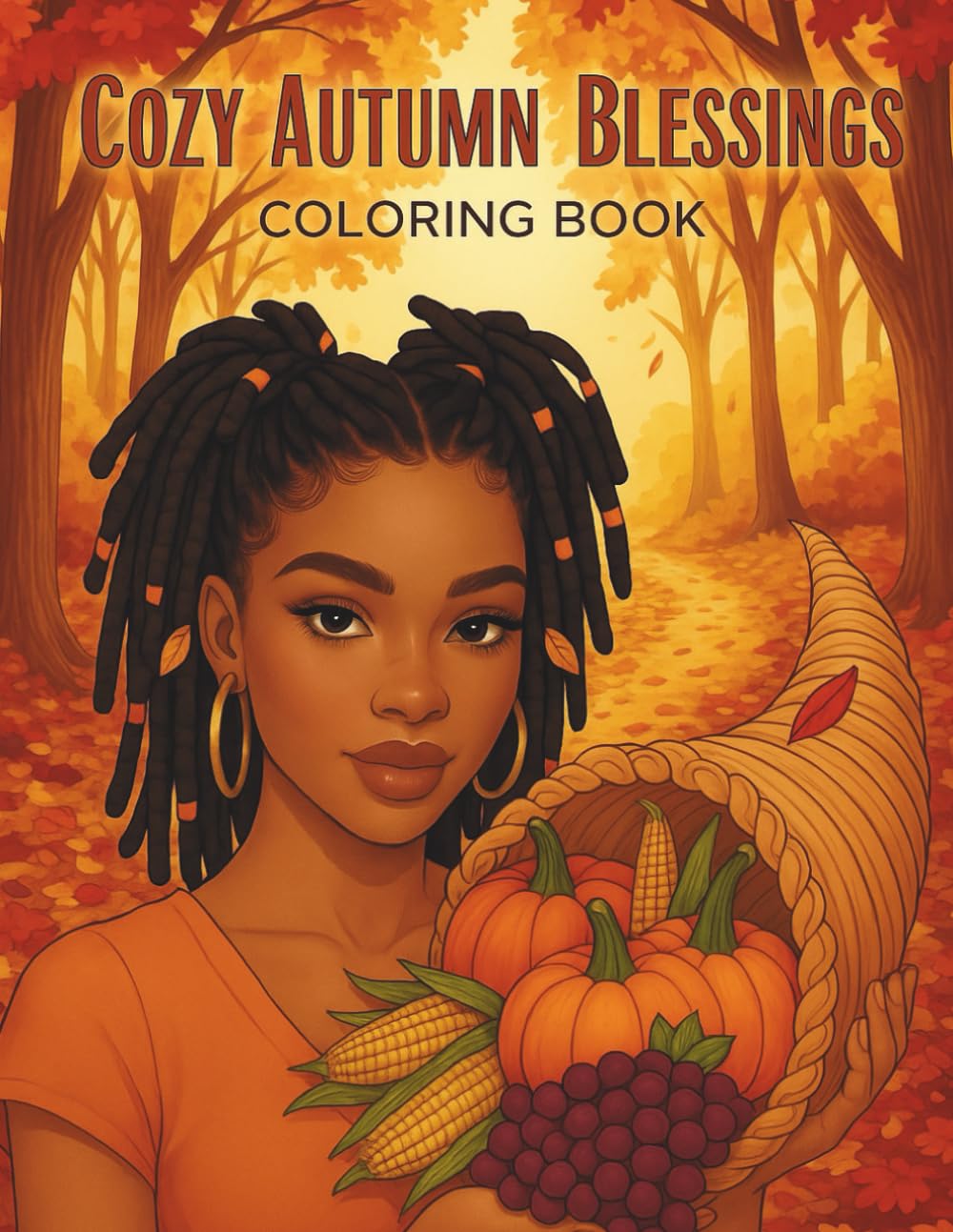Cozy Autumn Blessings Coloring Book for Black Women And Young Adults: Relaxing Fall Scenes and Stylish African American Girls Coloring Book for Stress Relief and Relaxation