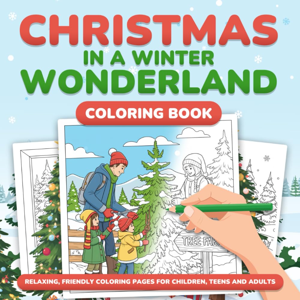 Christmas in a Winter Wonderland Coloring Book: Relaxing, Friendly Coloring Pages for Children, Teens and Adults