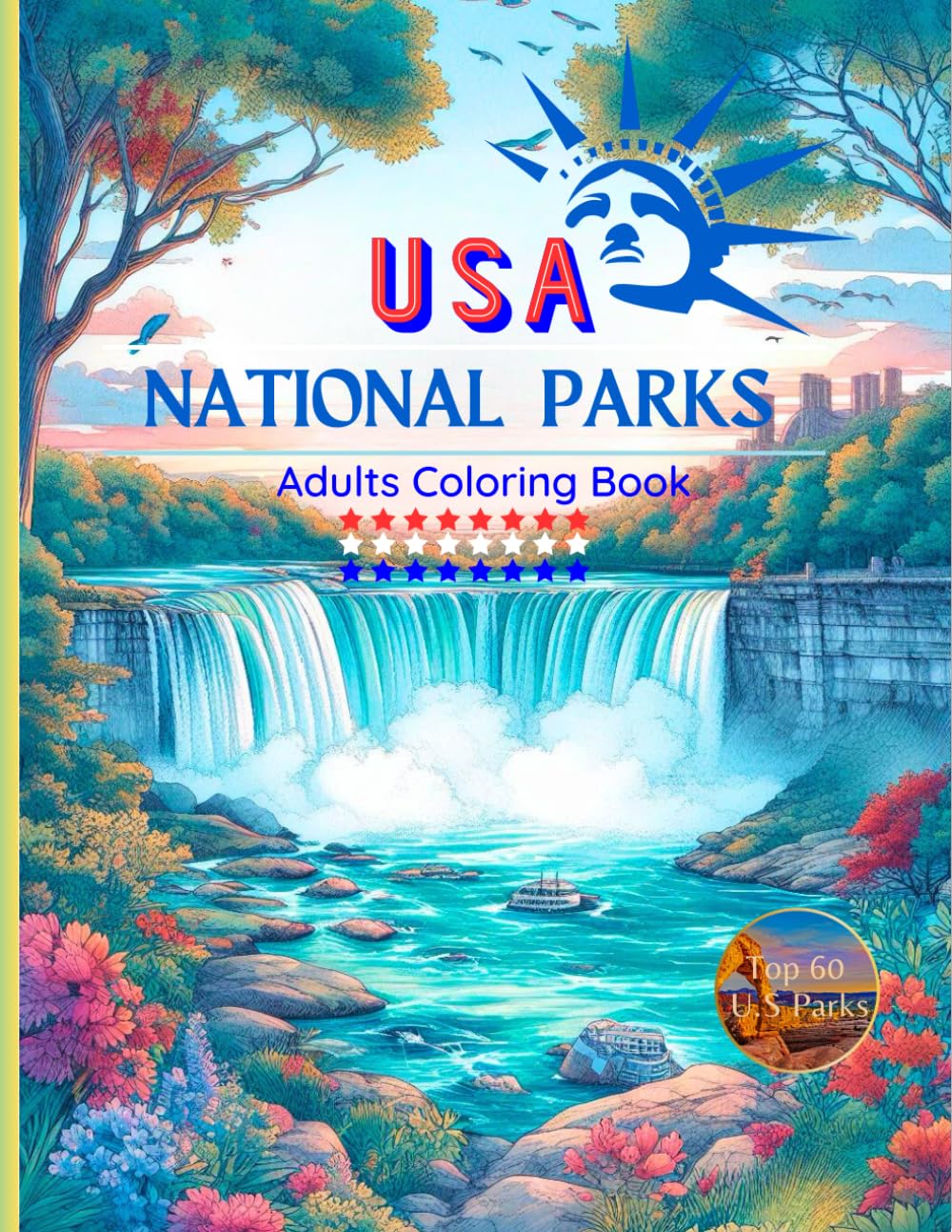 America's National Parks Adult Coloring Book: Relaxing Coloring Book for Adults Featuring Beautiful Landscapes of Yosemite, Yellowstone, Grand Canyon, and More