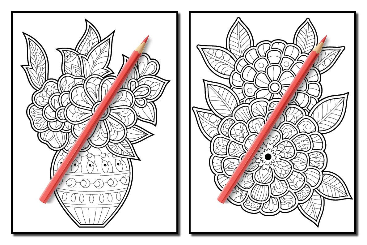 Adult Coloring Book: 50 Relaxing Flower Designs with Mandala Inspired Patterns for Stress Relief