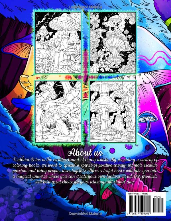 Magical Mushroom Coloring Book: Fantasy Mushrooms Illustrations With Funny Graphic Designs And Pages To Color, Stress Relieving Colored Papers, Painting Papers For Girls Teens