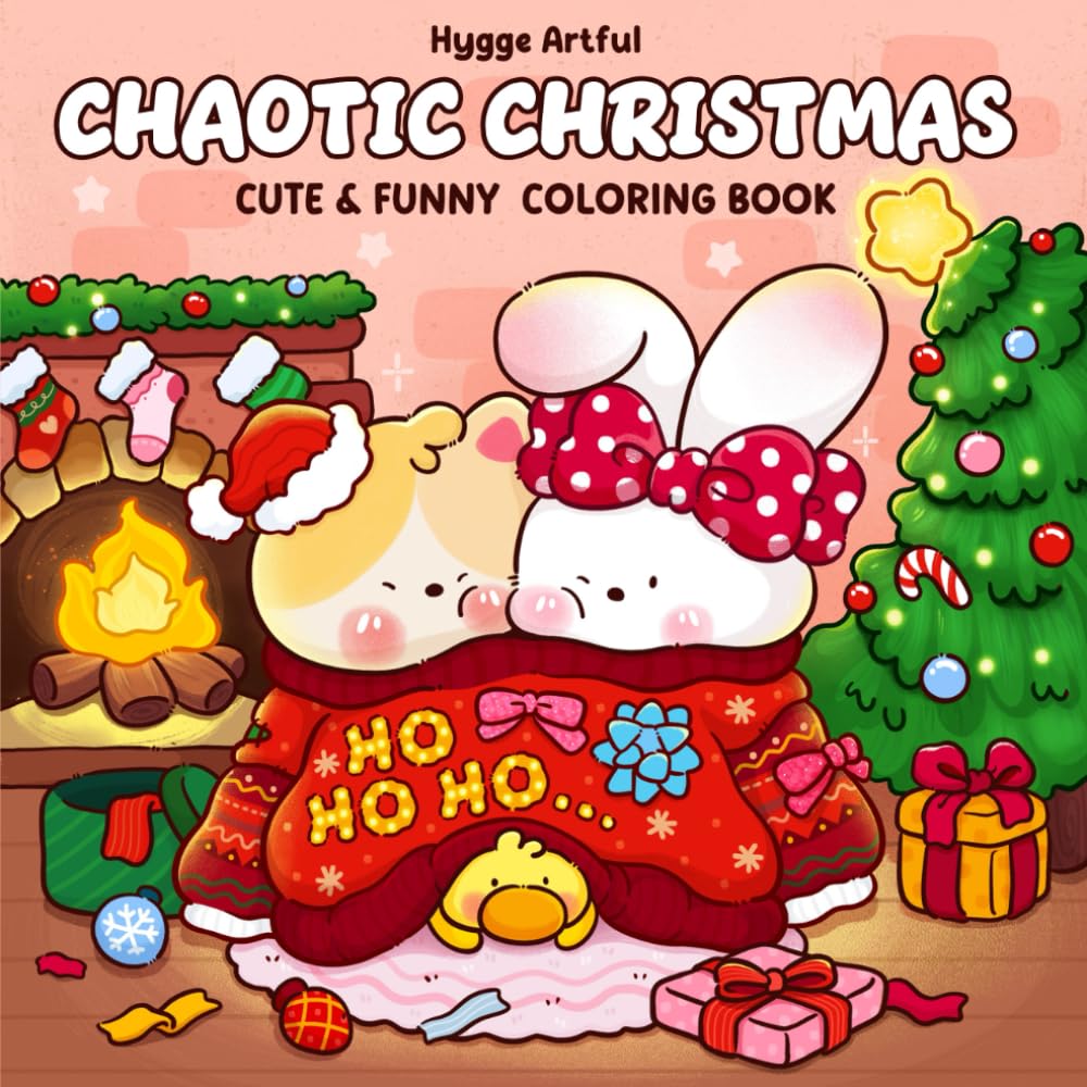 Chaotic Christmas: A Cute Coloring Book for Adults and Teens Featuring Silly Holiday Moments with Lovable Animal Friends for Relaxation