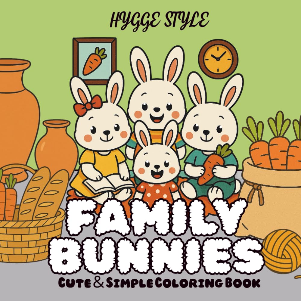 Family Bunnies: Cute and simple coloring book | Hygge style | Stress Relieve & Therapy for Teen & Adult (Family Series Coloring Book)