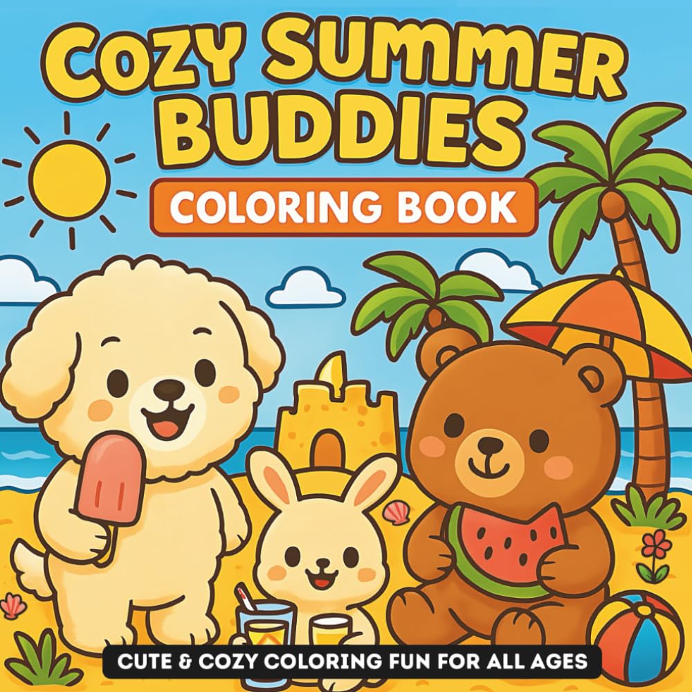 Cozy Summer Buddies Coloring Book: Cute and cozy summer scenes with beach days, sweet treats, and adorable animal buddies—perfect for stress relief ... (Cute and Cozy Buddies Coloring Adventures)