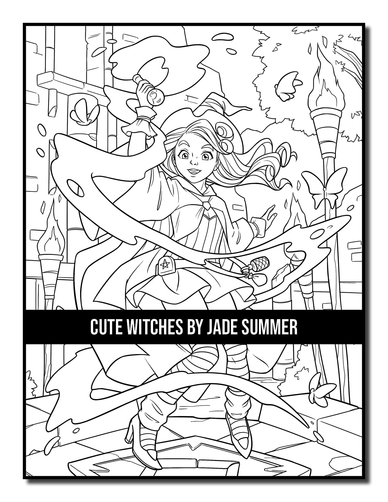 Cute Witches: An Adult Coloring Book with Adorable Gothic Scenes and Spooky Halloween Fun (Halloween Coloring Books)