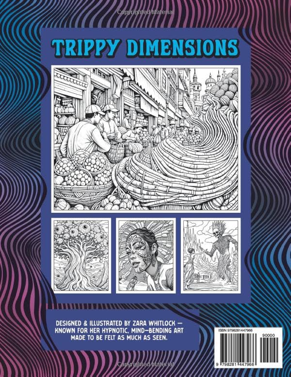 Trippy Dimensions: Coloring Book for Adults Featuring Psychedelic Art, Groovy Patterns, Magic Mushrooms, Stoner Life, Surreal Buildings - Coloring Pages for Relaxation, Mindfulness & Stress Relief