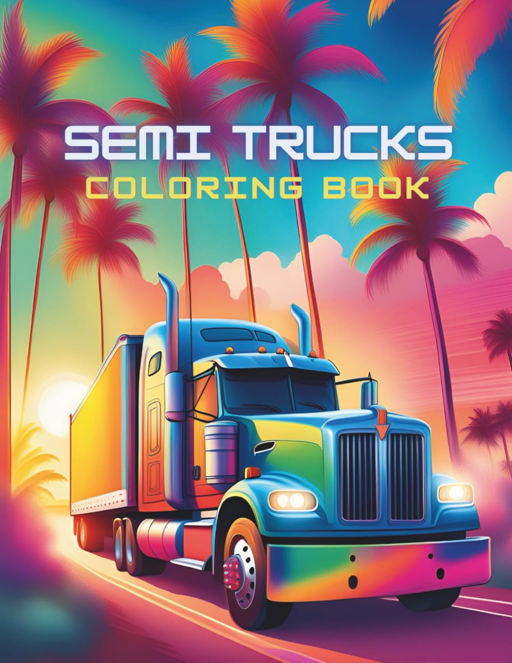 Semi Trucks Coloring Book: 60 Coloring Pages for Mindfulness and Relaxation, Perfect Gift for Teens, Adults, Seniors, and Trucking Enthusiasts of All Ages