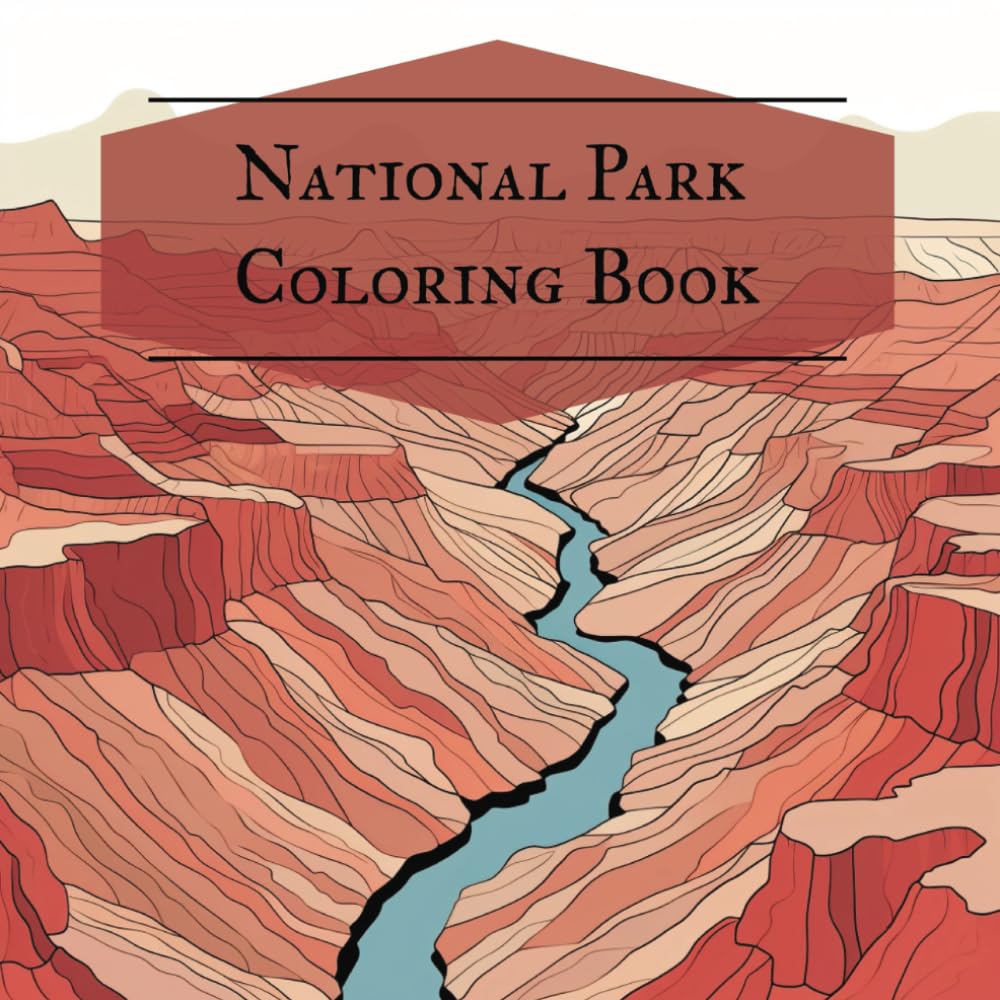 National Park Coloring Book : Color beautiful landscapes and wild animals. Color Arches National Park , Glacier National Park , Yellowstone. Color ... book. Adult coloring book . Kids Coloring