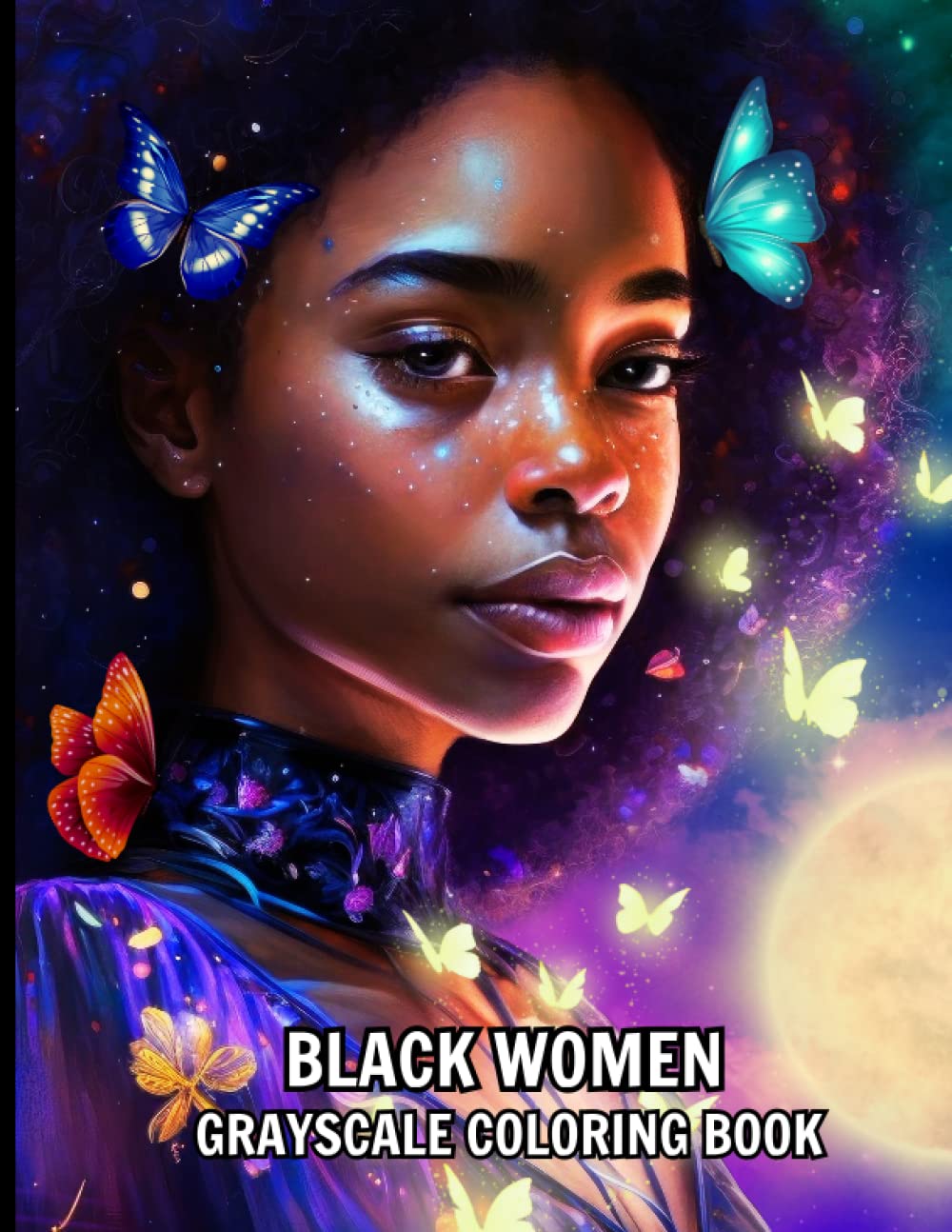 Black Women Coloring Book Portrait Grayscale For Adults And African American Girls for Relaxation