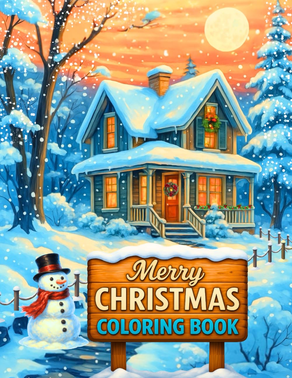 Merry Christmas Coloring Book for Adults: 52 Festive and Relaxing Coloring Pages with Winter Scenes, Holiday Decorations, and Stress-Relieving Designs in Large Print.