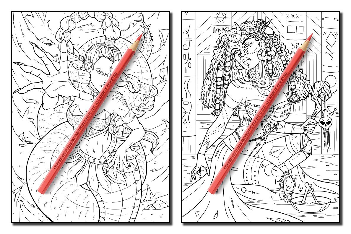 Dark Fantasy: An Adult Coloring Book with Mysterious Women, Mythical Creatures, Demonic Monsters, and Gothic Scenes for Relaxation