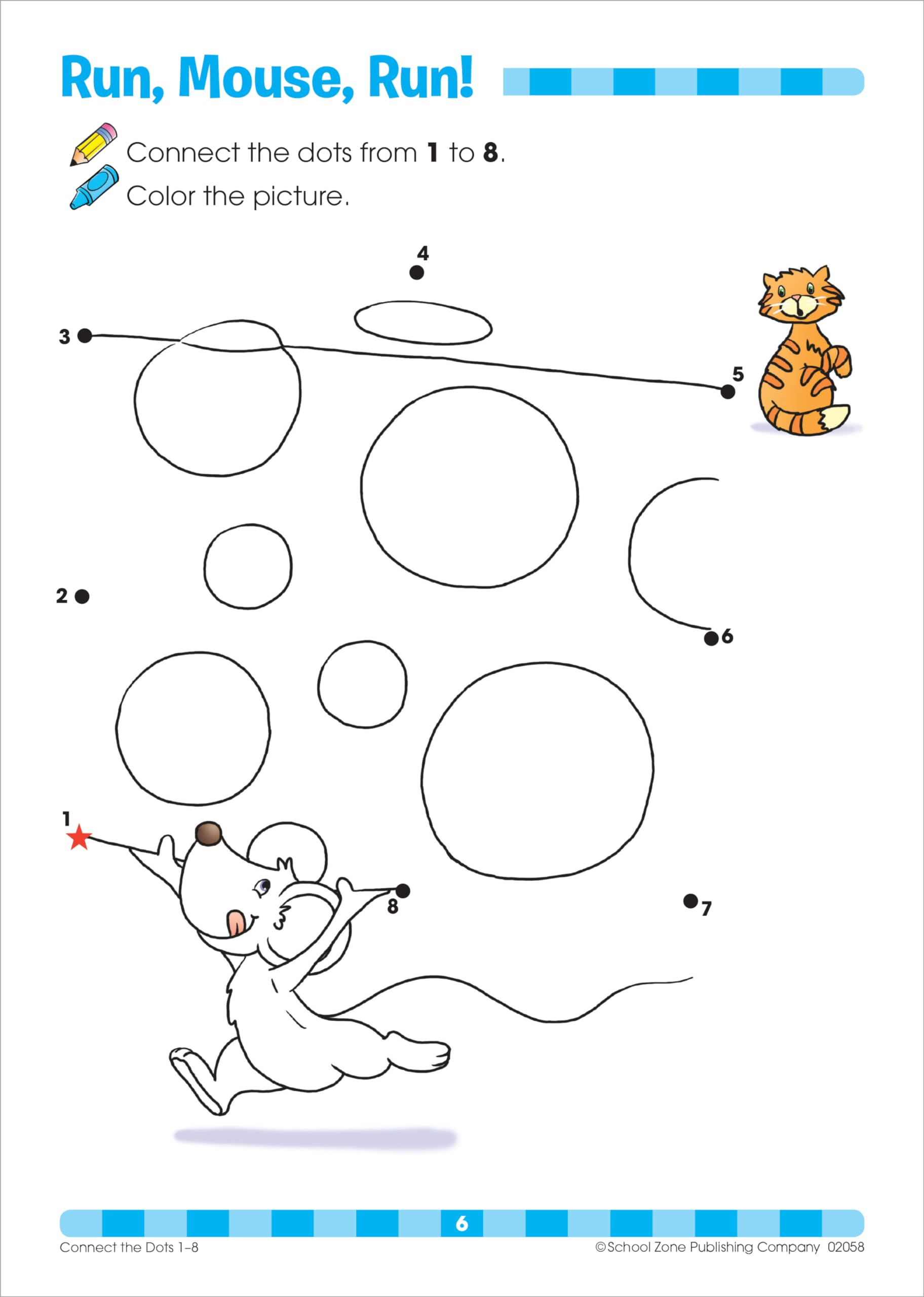 School Zone Connect the Dots Workbook: 32 Pages, Preschool, Kindergarten, Dot-to-Dots, Counting, Number Puzzles, Numbers 1-10, Coloring, Ages 3 to 5 (Get Ready! Book Series)