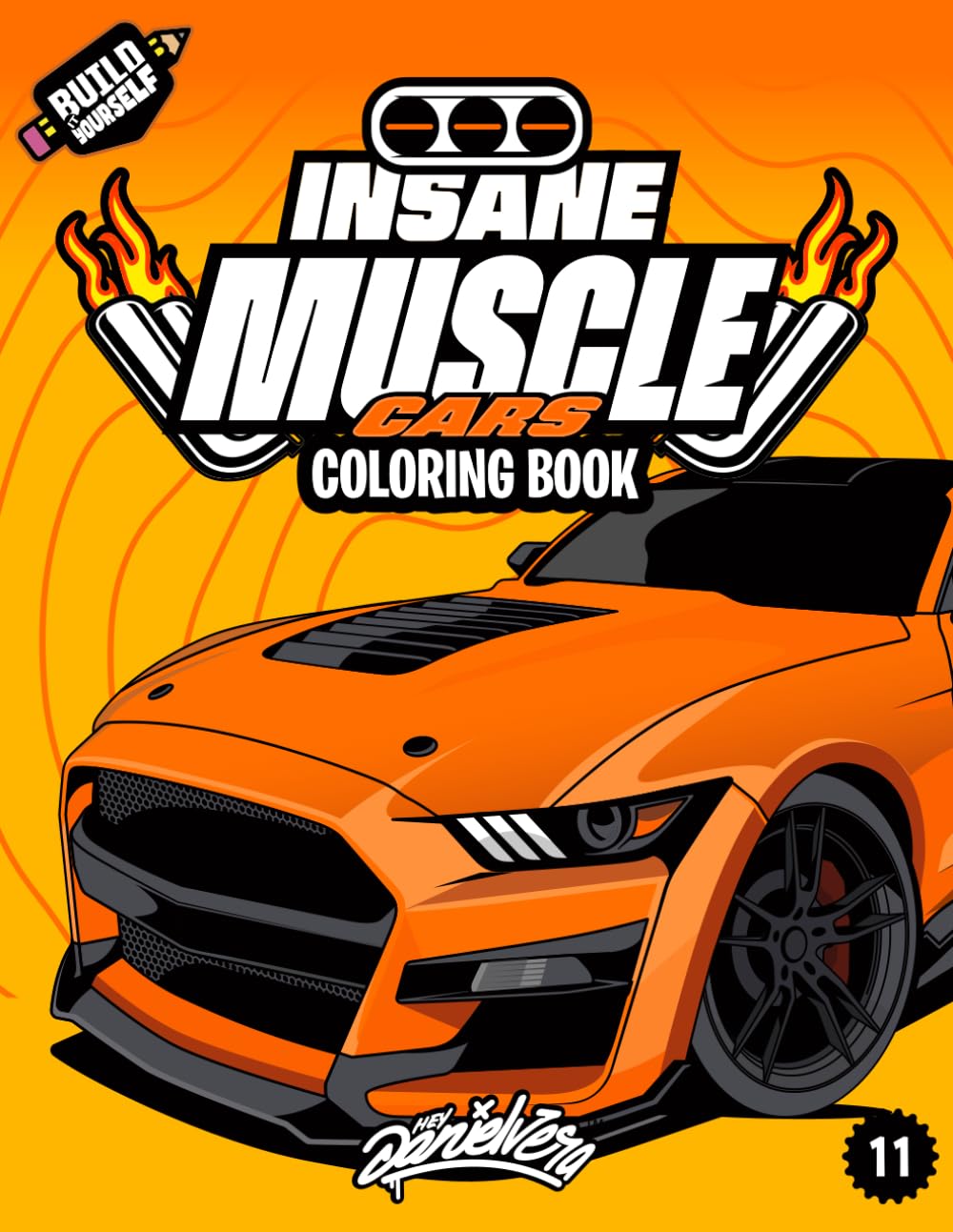 Insane Muscle Cars Coloring Book: Fun and powerful adventure with 50+ muscle car coloring pages for kids & teens – Ages 6-18