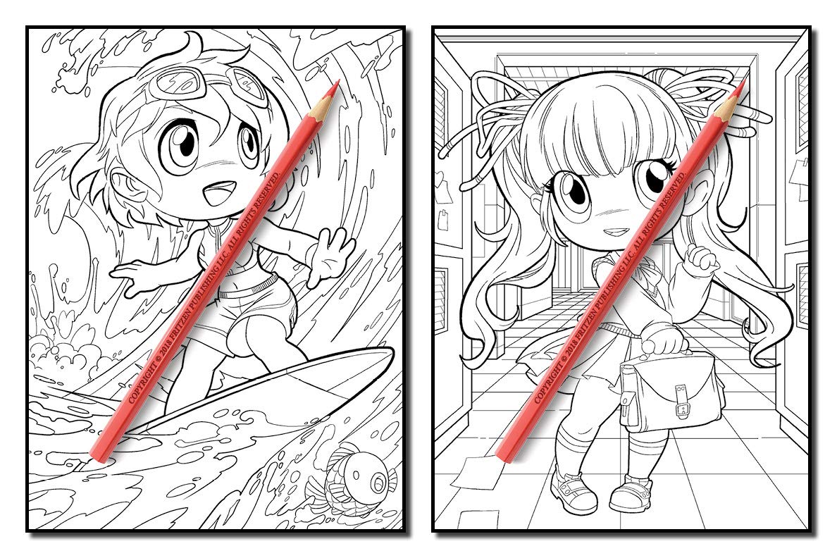 Chibi Girls 2: An Adult Coloring Book with Cute Anime Characters and Adorable Manga Scenes for Relaxation