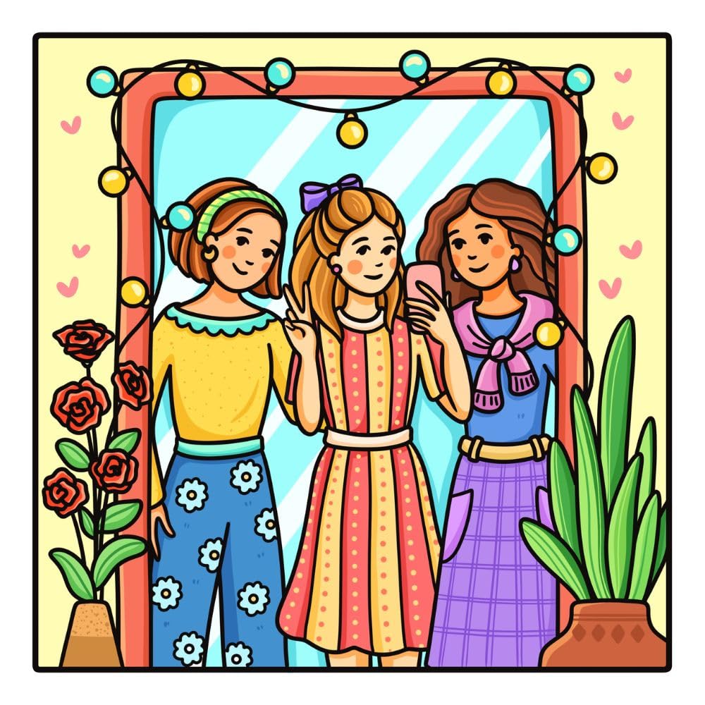 Bestie Moments: Coloring Book for Adults and Teens Featuring Cute & Girly Scenes for Relaxation
