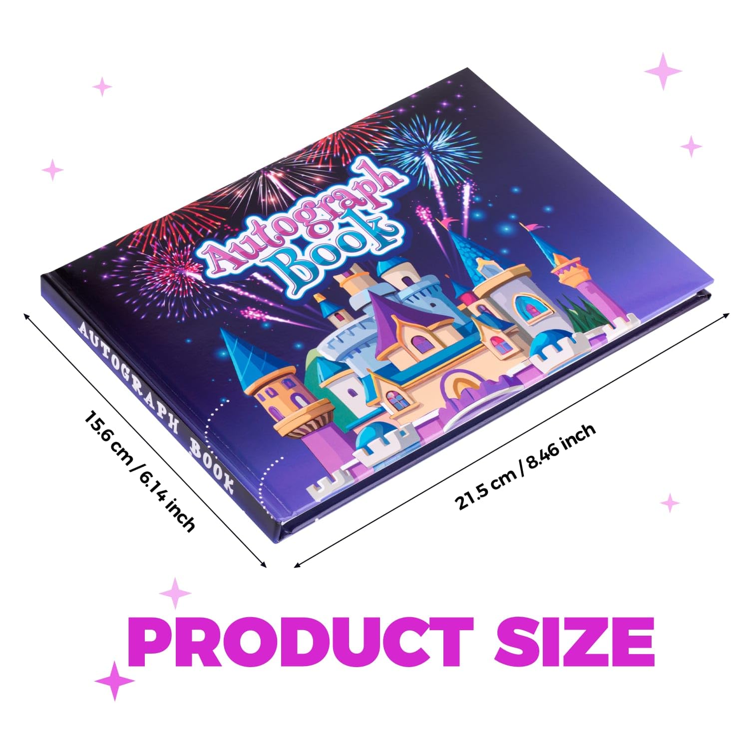Autograph Book 2025 for Disney World Theme Park or Cruise Vacation Essentials, Castle Character PU Leather Hard Cover for Signatures, Messages, Doodles or Pictures