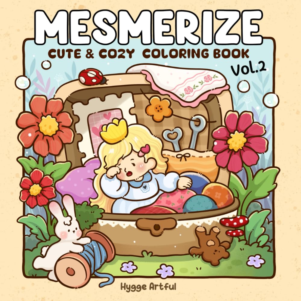 Mesmerize: Vol. 2 Coloring Book for Adults and Teens Featuring a Tiny Girl and Bunny Friends in Everyday Adventures for Relaxation