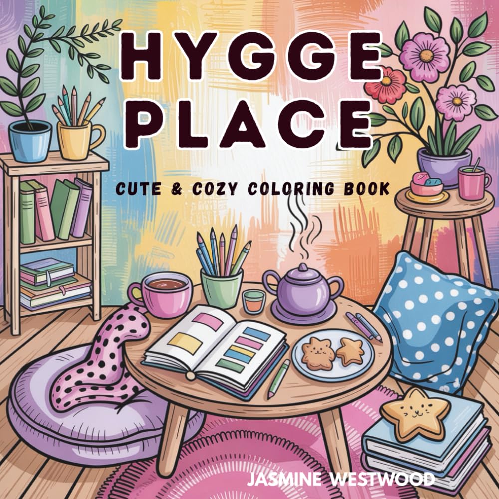 Hygge Place Cute & Cozy Coloring Book: 55+ One Sided No Mess Coloring Pages ,Cozy Scenes to Spark Creativity and Inner Peace | fuzzy hygge coloring ... Arts, Stress Release, Relaxing Self-Care