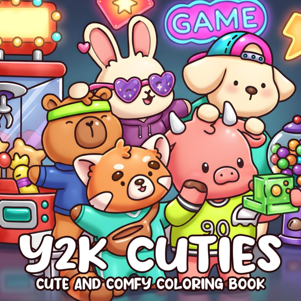 Y2K Cuties Coloring Book: Nostalgic Aesthetic Coloring Pages with Butterfly Clips, Flip Phones, and Sparkly Outfits for Girls to Unwind and Express Creativity