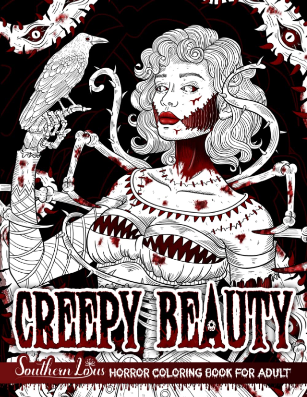 Creepy Beauty Coloring Book: Beautiful Ladies Designs And Scary Creatures Of Darkness Painting Pages, Horror Illustrations Coloring for Adult Relaxation Gifts For Adults Teens Colorists