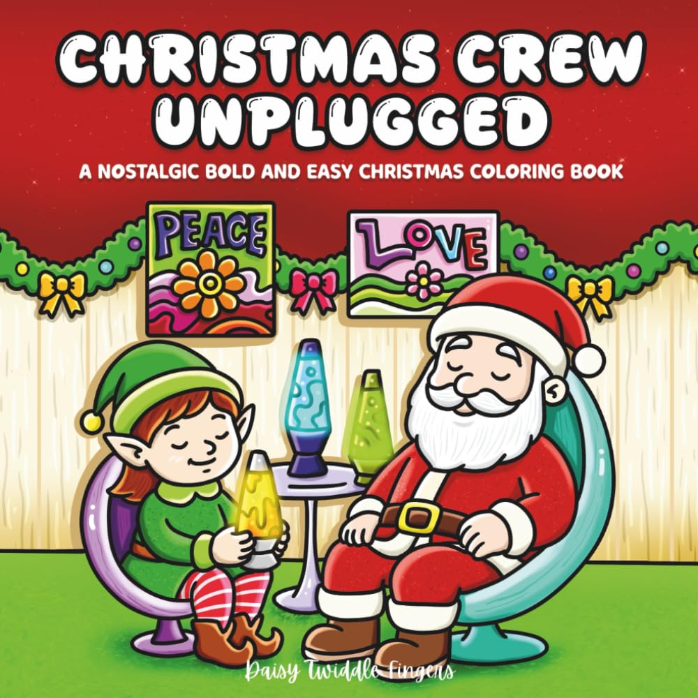Christmas Crew Unplugged - A Nostalgic Bold & Easy Christmas Coloring Book: Perfect for Stress and Anxiety Relief for Adults and Teens (Scenes from the 1950-80's)