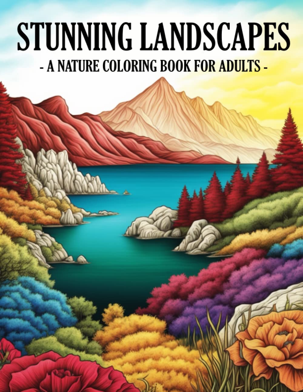 Stunning Landscapes: Nature Scenery Relaxing Coloring Book for Adults