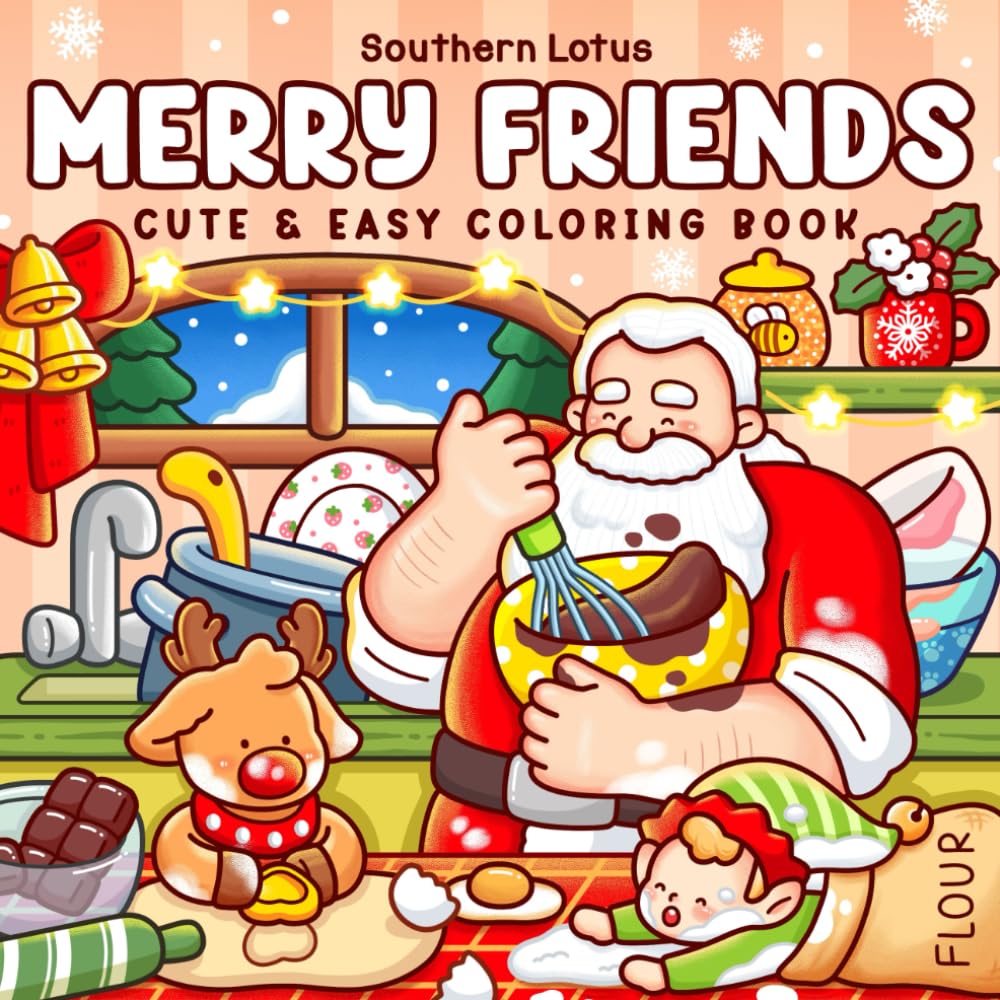 Merry Friends: Christmas Coloring Book for Adults and Teens Featuring Cozy Holiday Scenes with Adorable Characters for Relaxation (Cozy Xmas)