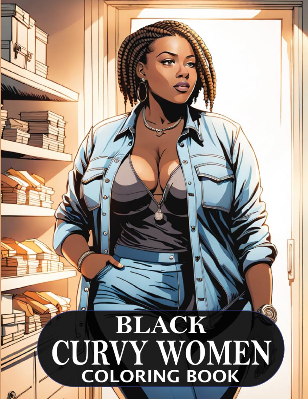 Black Curvy Women Coloring Book: 50 Unique Illustrations Of Big Bold And Beautiful Black Women In Various Clothing Styles And Scenery