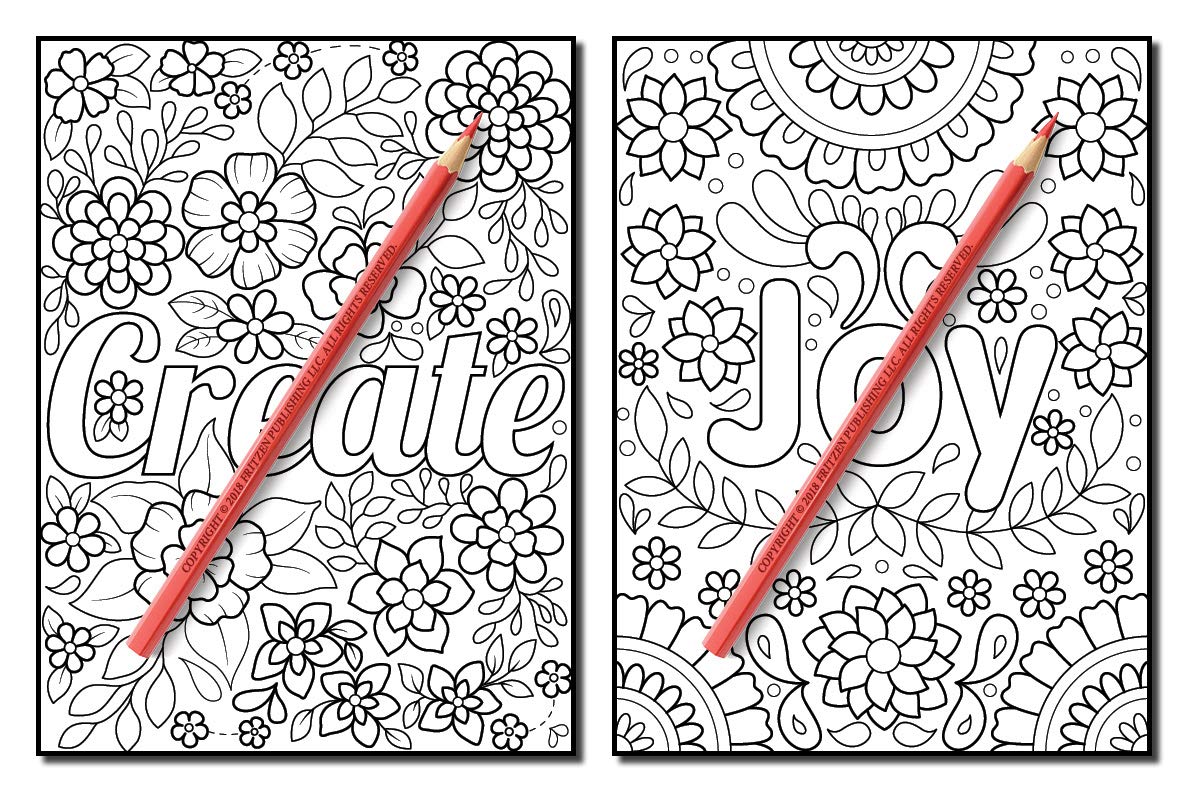 Inspirational Words: An Adult Coloring Book with Fun Word Designs, Cute Kawaii Doodles, and Relaxing Flower Patterns (Inspirational Coloring Books)