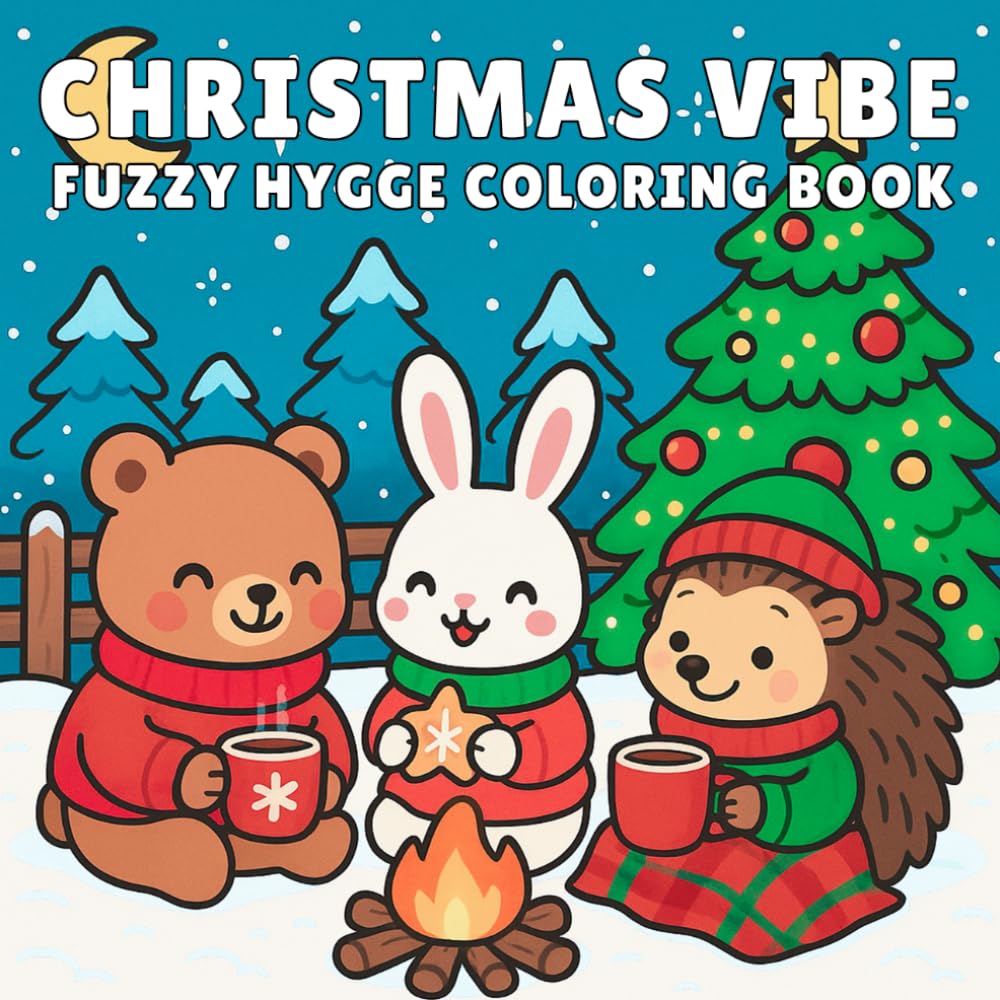 Christmas Vibe: Fuzzy Hygge Coloring Book with 50 Cozy Holiday Designs Featuring Warm Winter Scenes, Cute Decorations, and Relaxing Festive Art for Adults, Teens, and Kids