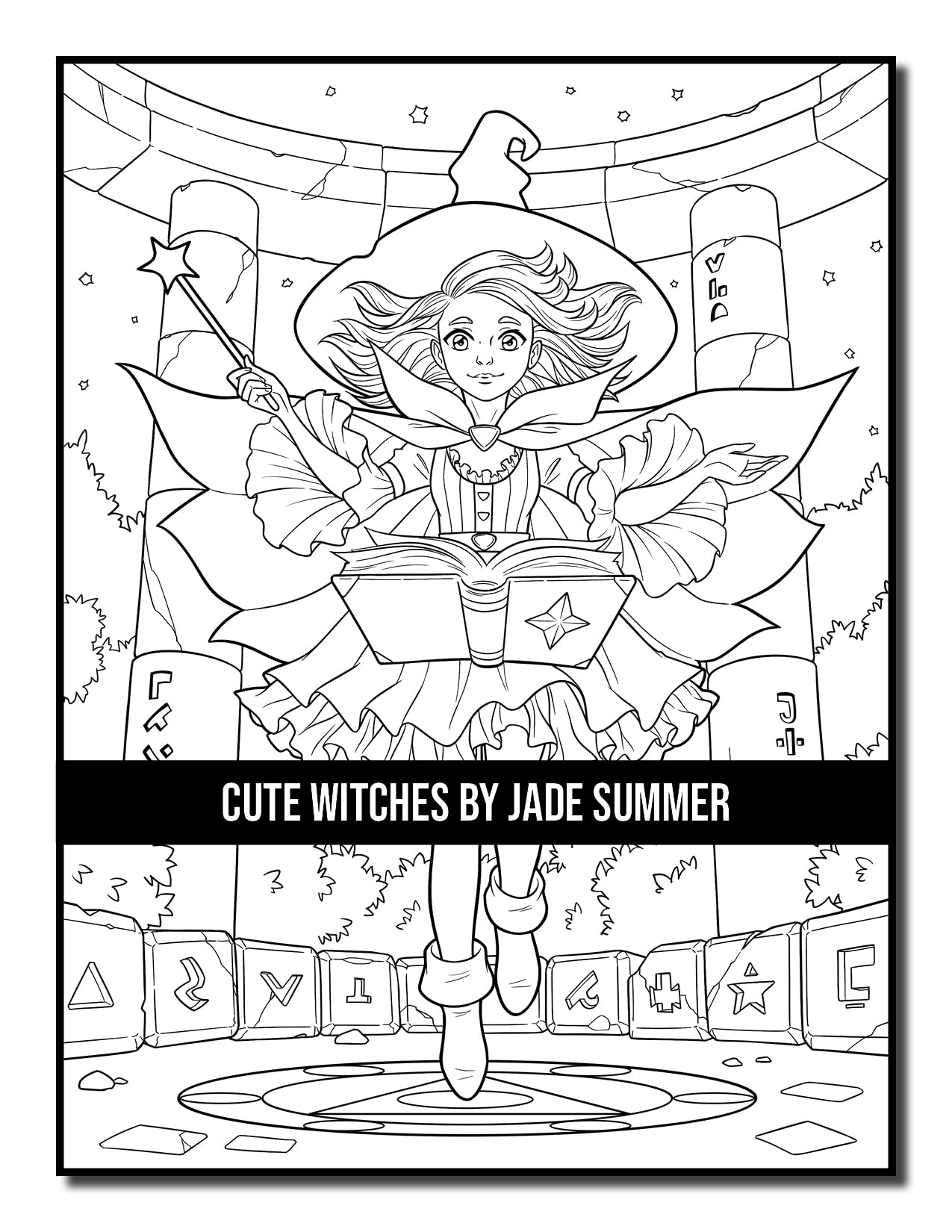 Cute Witches: An Adult Coloring Book with Adorable Gothic Scenes and Spooky Halloween Fun (Halloween Coloring Books)