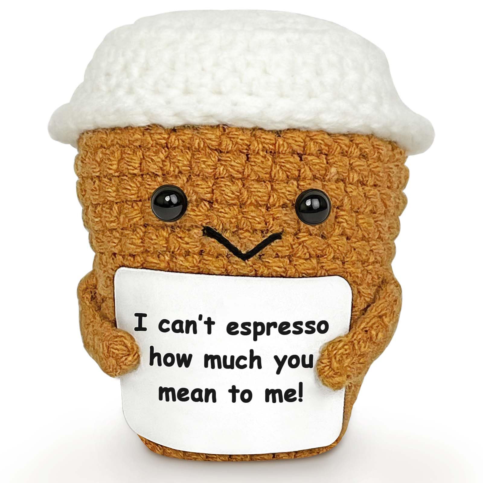Coffee Lovers Gifts Ideas for Women, Positive Quote Crochet Espresso Themed Birthday Gifts, Funny Appreciation Gift Presents for Teacher Best Friend Boyfriend Girlfriend