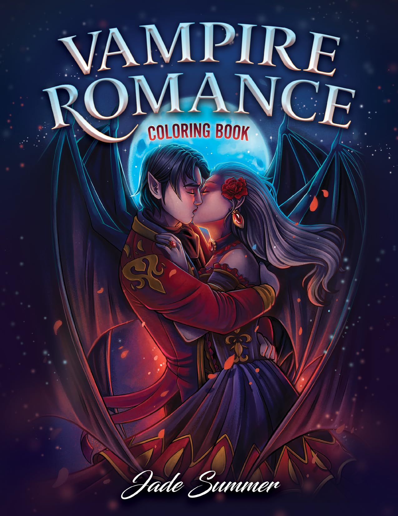 Vampire Romance: Dark Fantasy Adult Coloring Book with Beautiful Vampires, Gothic Scenes, and Vintage Fashion for Stress Relief and Relaxation