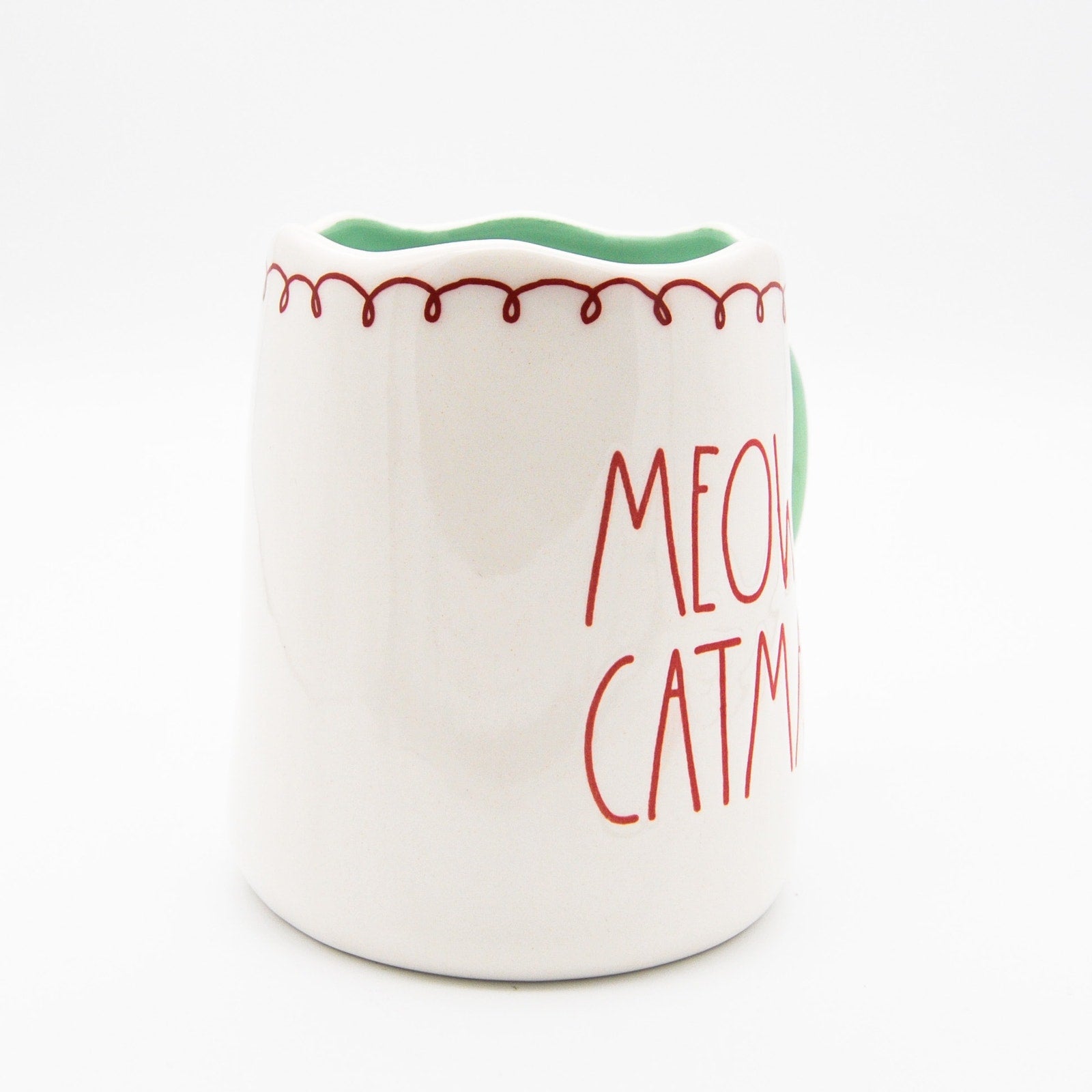 Rae Dunn Christmas Mug, Meowy Catmas 16oz Ceramic Coffee Cup for Cat Lovers