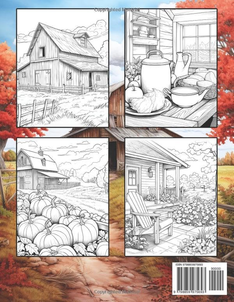 Country Farm Scenes: Coloring Book for Adults with Beautiful Farmhouse, Charming Farmyard, Serene Landscape, and Much More
