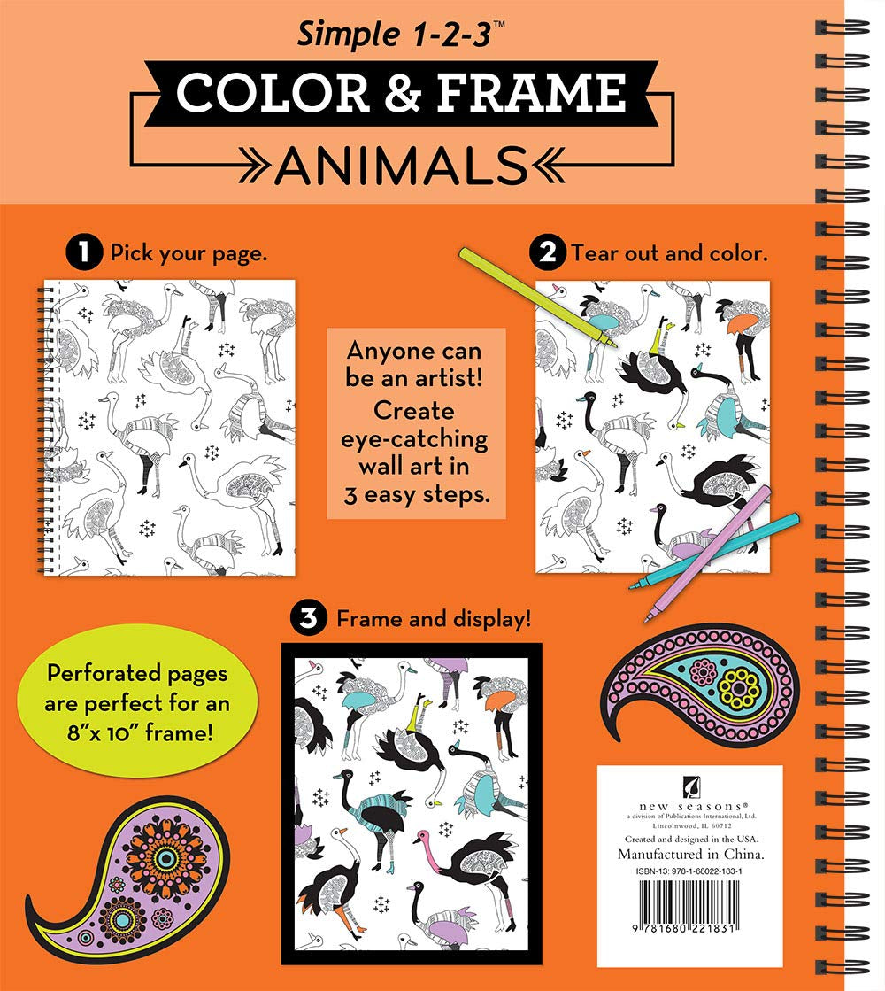 Color & Frame - Animals (Adult Coloring Book)