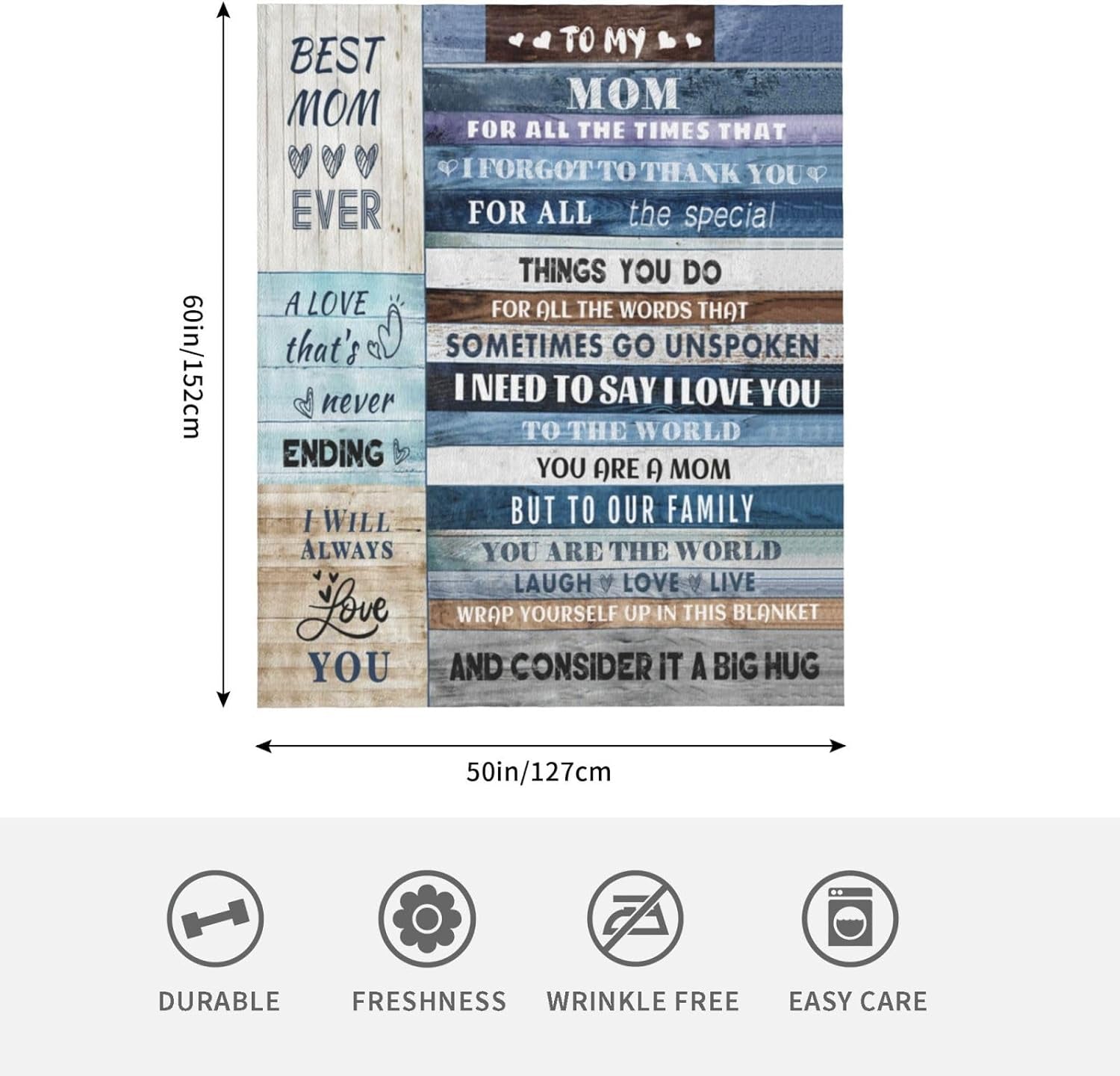 Gifts for Mom, Anniversary Birthday Gifts for Mom, Blanket to Mom from Daughter Son, Presents for Mother'S Day,Christmas, Valentines, Soft Flannel Throw Blanket Bed Mom Blanket Gift(50X60)