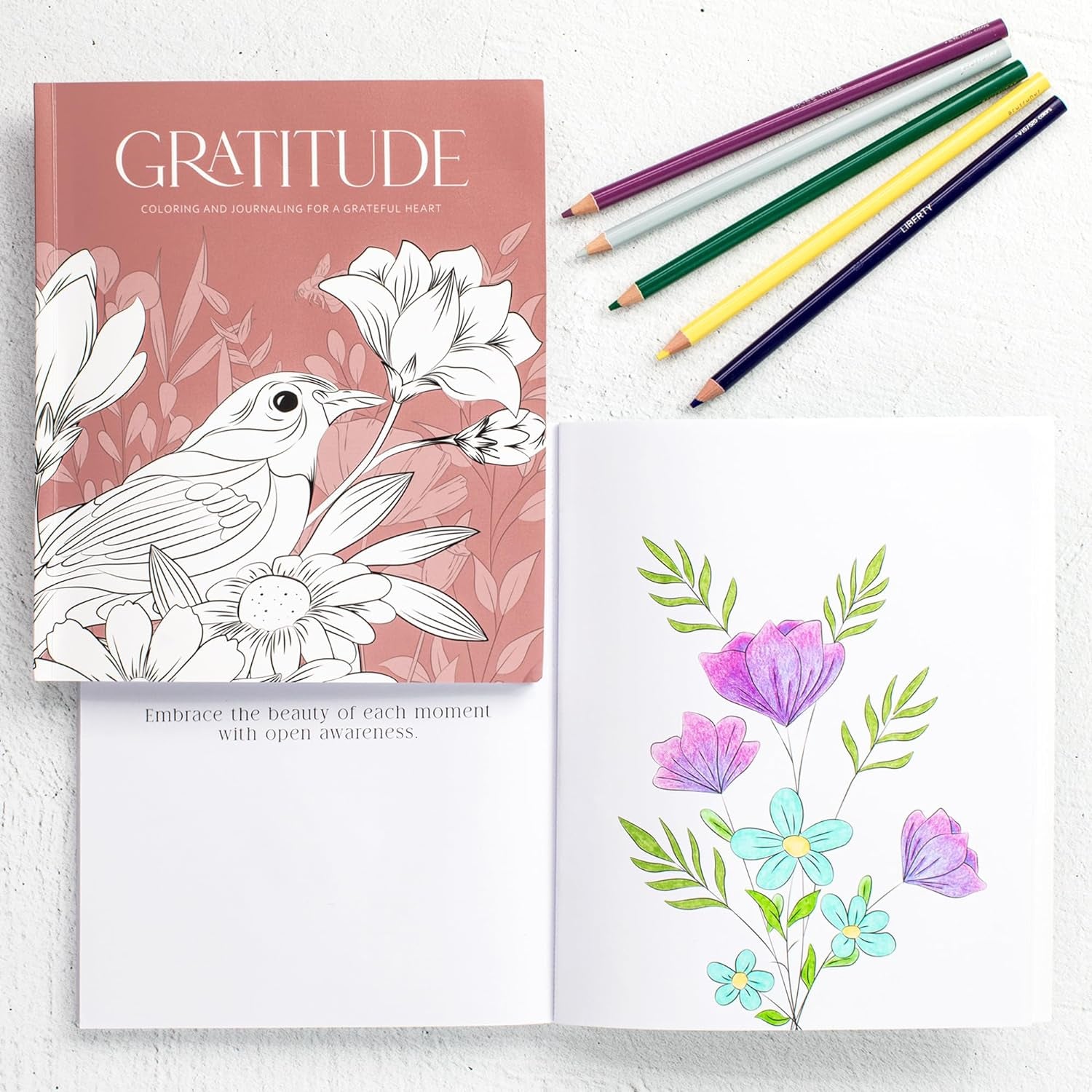 Beautiful Adult Coloring Book Set of 2 for Relaxation - Gratitude and Mindfulness Books with Inspirational Quotes Making It a Great Gift - Perfect Stress-Relieving Books Fun to Color for Women
