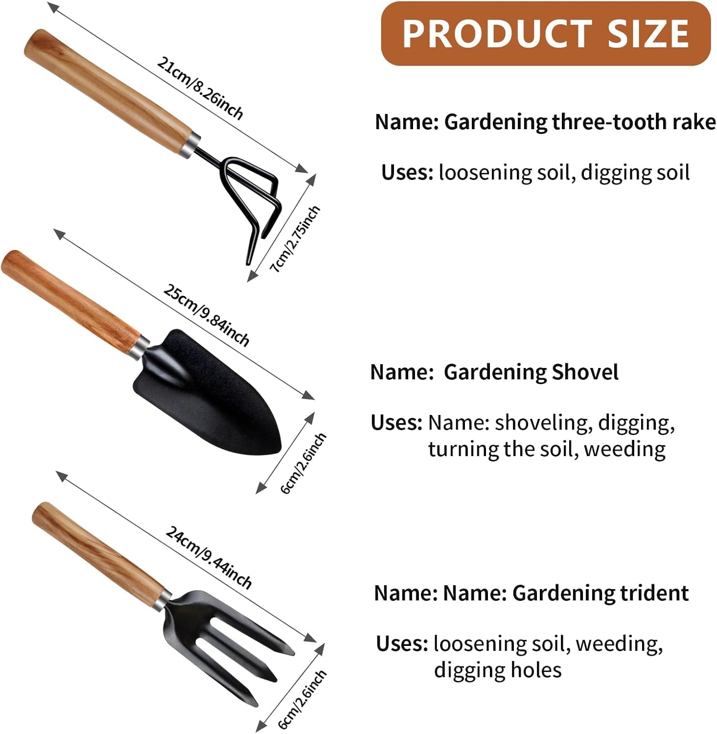 Rukinovi 3Pcs Garden Tools,Heavy Duty Gardening Tools,Gardending Hand Tools Kit for Succulents,Home Plants,Garden Potted Plants Etc Indoor Plant Accessories-Gardening Tool Set
