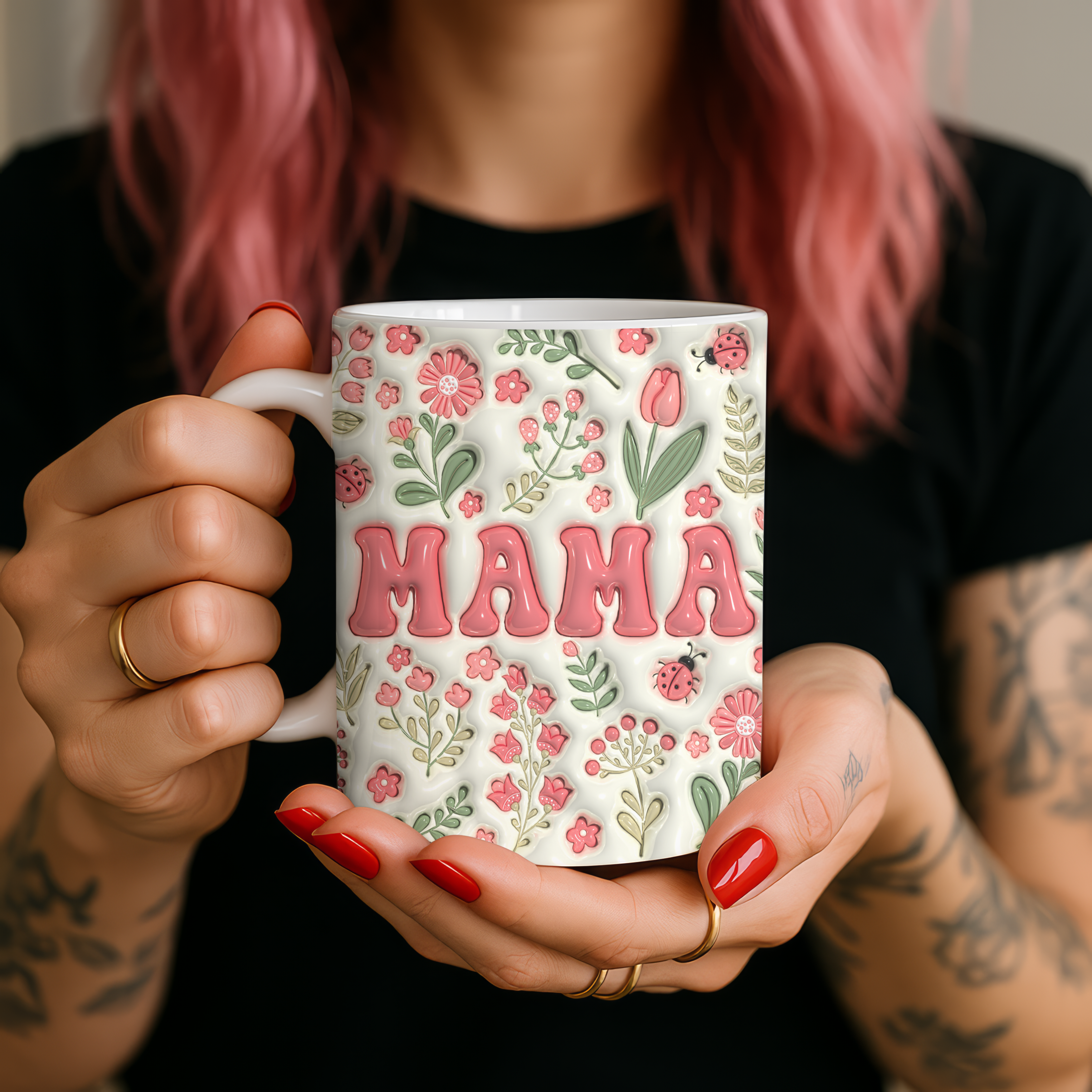 Floral Mama 3D Design Mug | Ceramic Mug 11oz 15oz