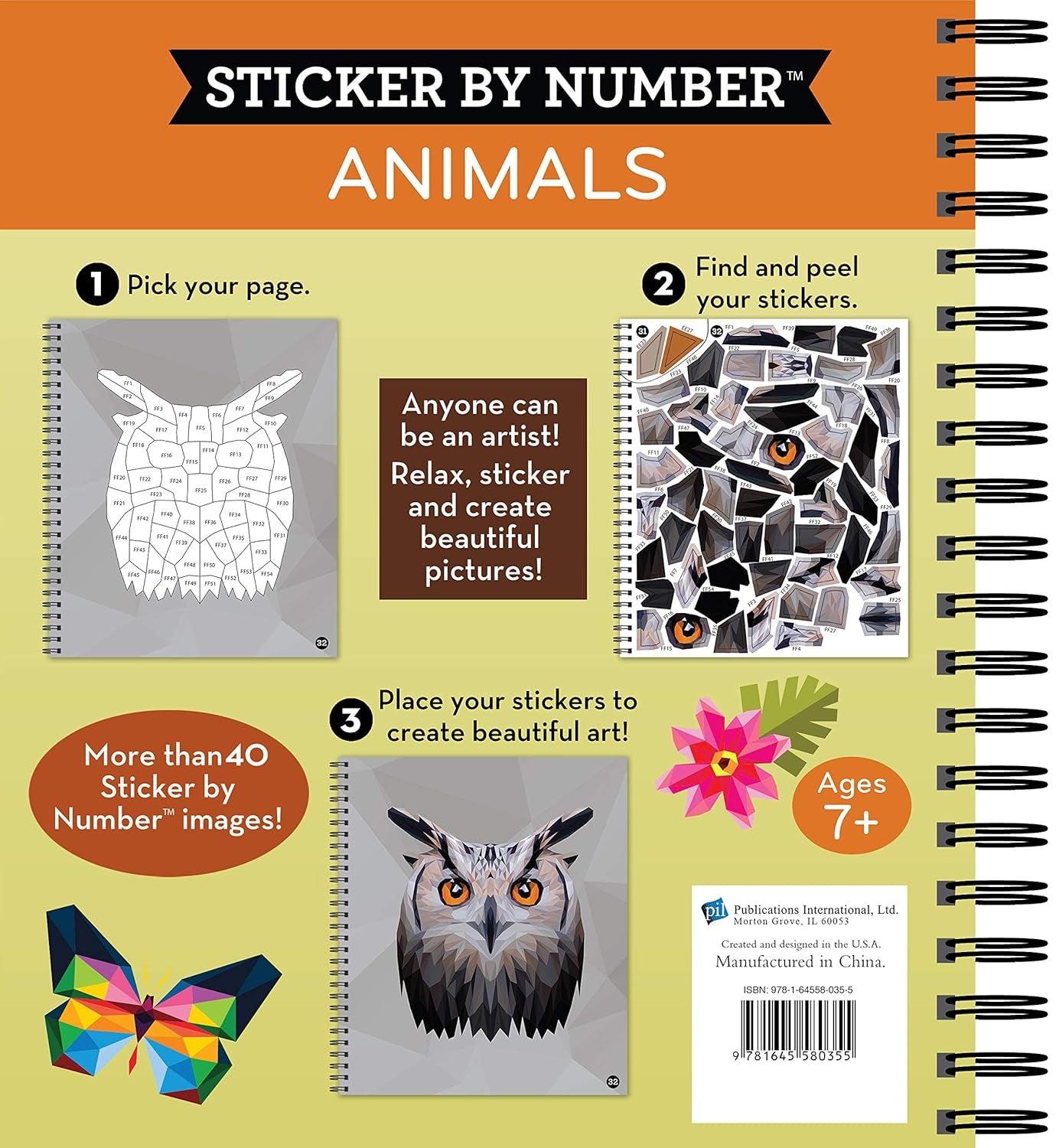 Brain Games - Sticker by Number: Animals - 2 Books in 1 (42 Images to Sticker)