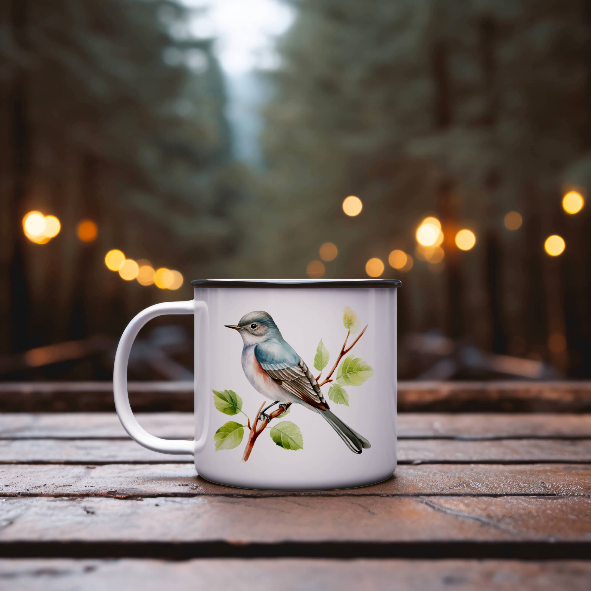 Bird Watching Mug, Alder Flycatcher Song Bird Camping Mug, 12oz Camping Mug, White Stainless Steel Cup with Handle