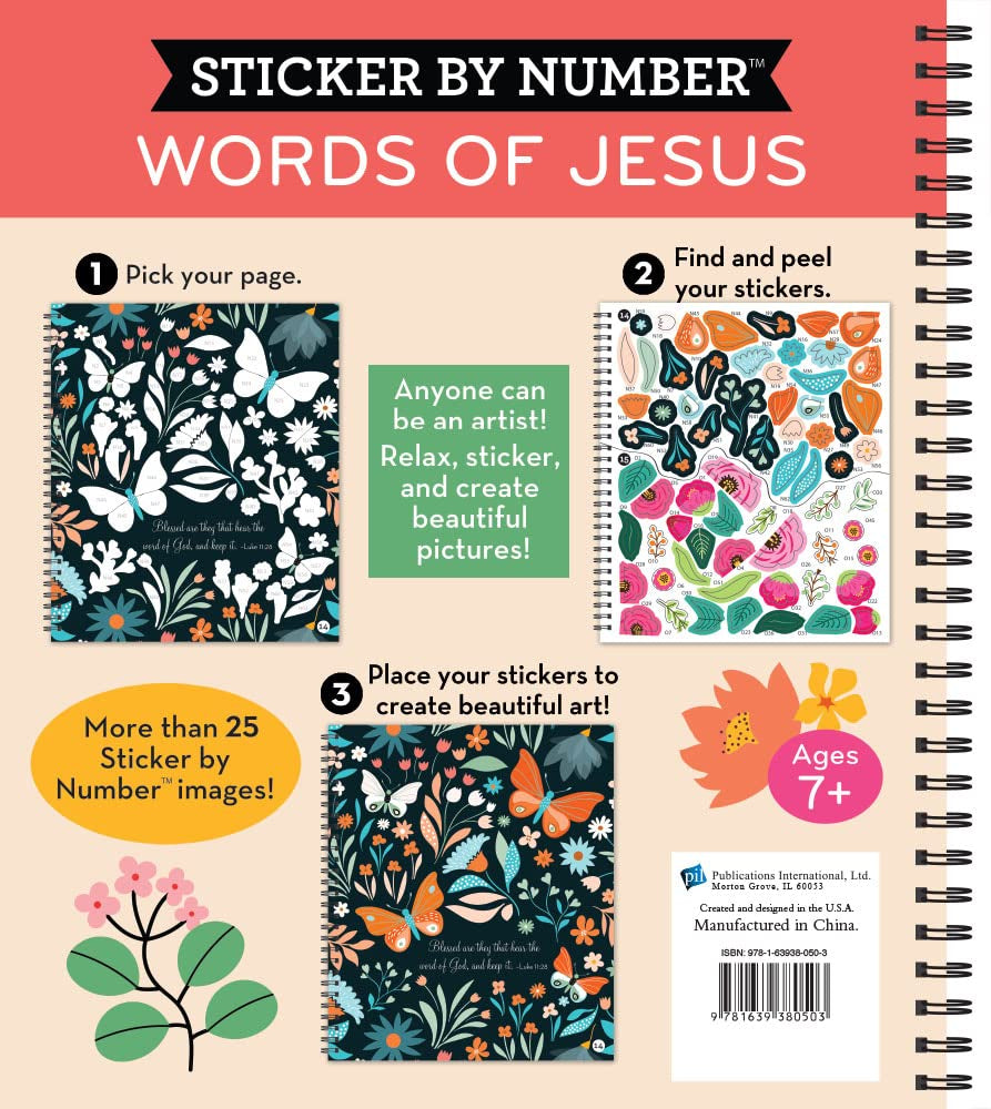 Brain Games - Sticker by Number: Words of Jesus (28 Images to Sticker)