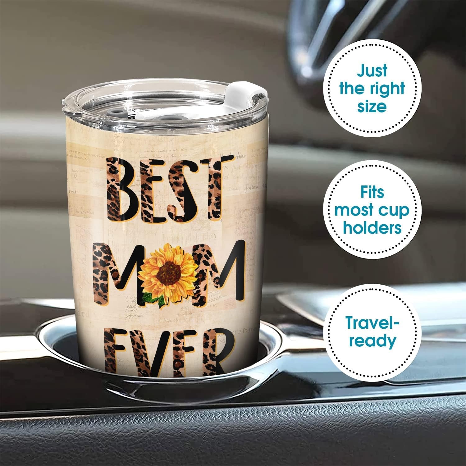Best Mom Ever Gifts - Mothers Day Gifts for Mom from Daughter, Son - Birthday, Christmas Gift Idea for Mama from Kids - 20Oz Mother Tumbler with Straw, Inspirational Bangle Bracelet for Women
