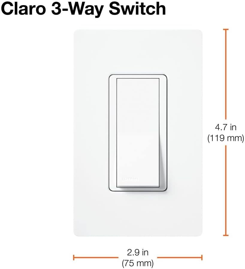 Lutron Claro On/Off Switch, 15-Amp/3-Way, CA-3PS-AL, Almond