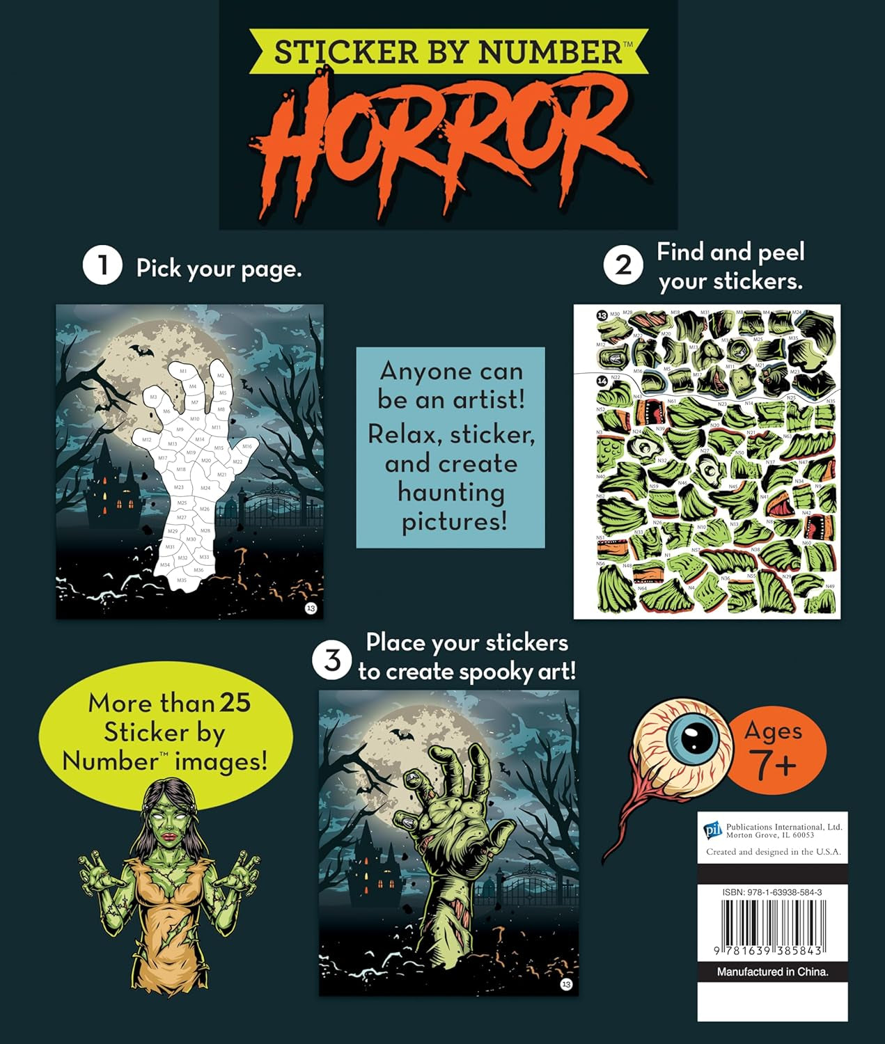 Brain Games - Sticker by Number: Horror (28 Images to Sticker)