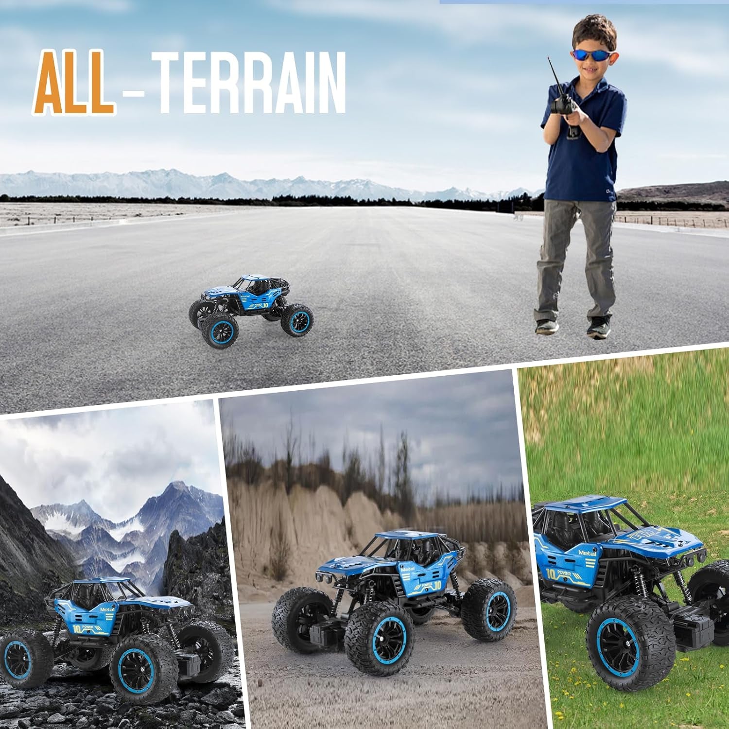 Remote Control Truck, 1:18 Remote Control Car for Boy with Spray & Light for Kids Age 4-7 8-12, 2.4Ghz Indoor/Outdoor All Terrain Electric RC Car Toy Gifts for Kids
