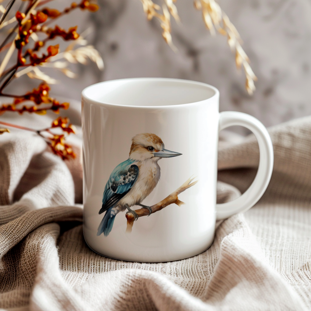 Bird Watching Mug, Kookaburra Song Bird Mug, 11oz or 15oz White Ceramic Coffee Mug Gift for Bird Watchers