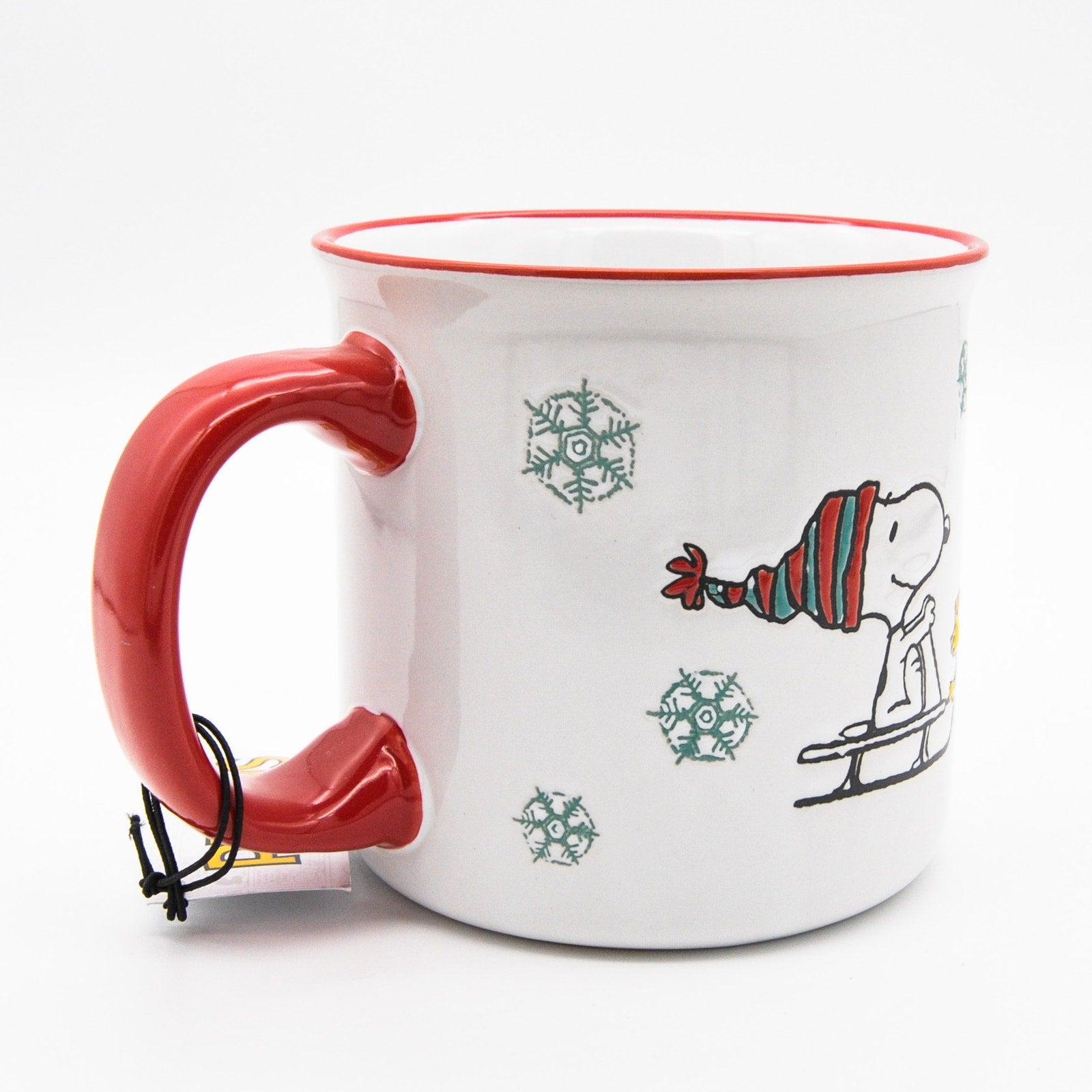 Peanuts Holiday Mug, Snoopy and Woodstock in Sleigh 20oz Ceramic Coffee Cup, Gift For Peanuts Collectors