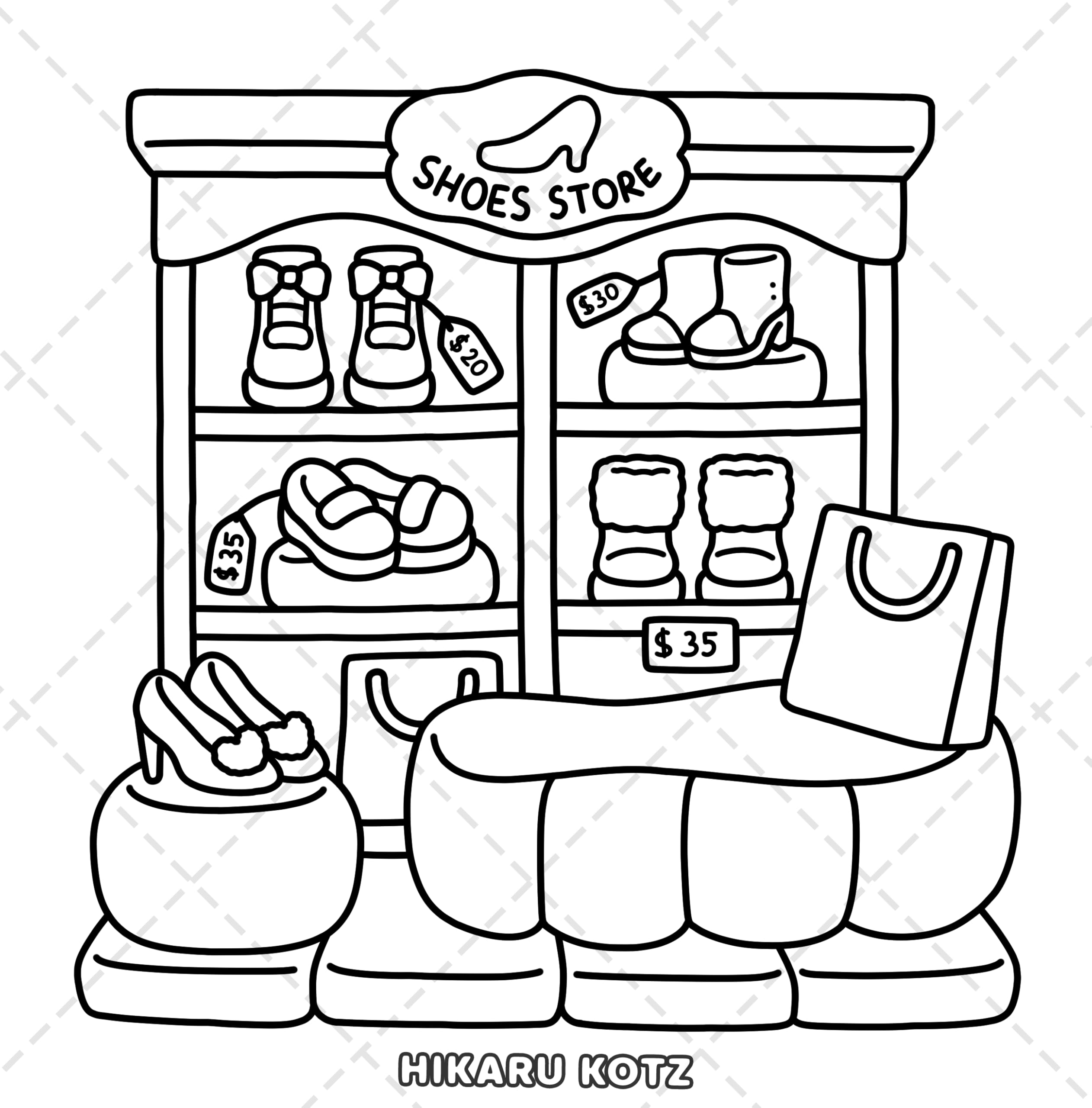 Little Shop: Bold and Easy Coloring Book for Adults and Teens